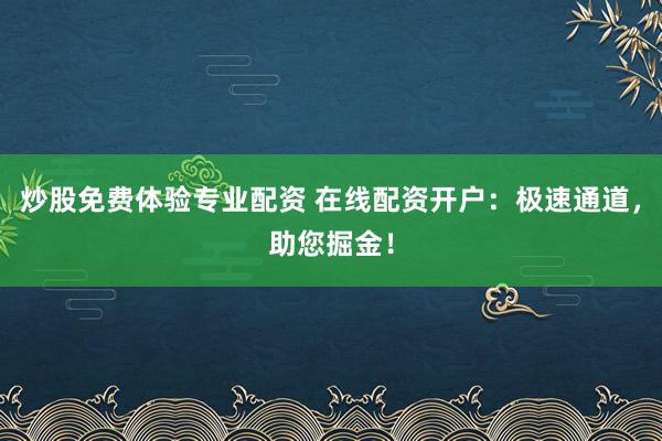 炒股免费体验专业配资 在线配资开户：极速通道，助您掘金！