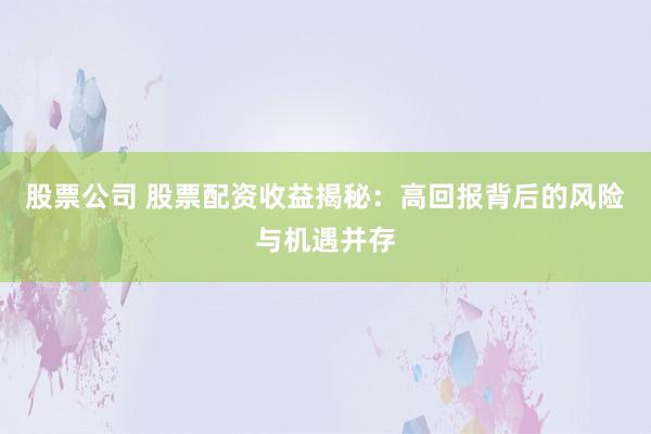 股票公司 股票配资收益揭秘：高回报背后的风险与机遇并存