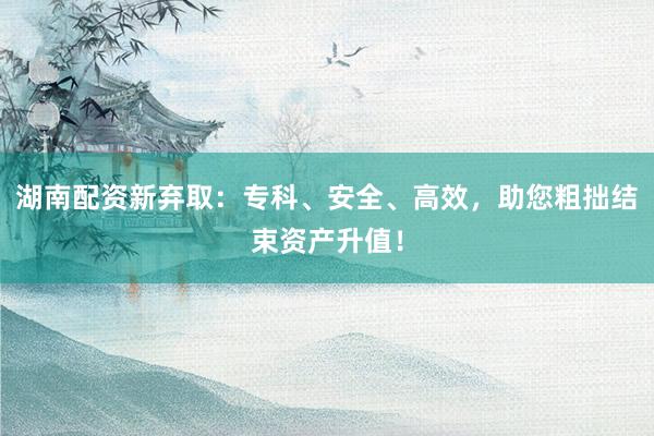 湖南配资新弃取：专科、安全、高效，助您粗拙结束资产升值！