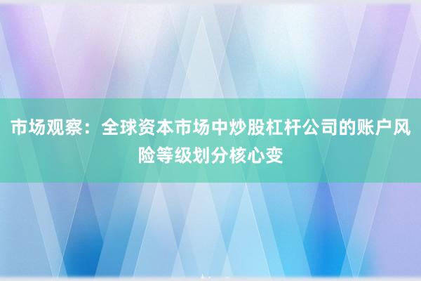 市场观察：全球资本市场中炒股杠杆公司的账户风险等级划分核心变